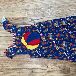 Vintage Blue Bear Print Kids Bodysuit
